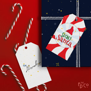 Leuke Retro Secret Santa Peppermint Snoep Swirl Cadeaulabel