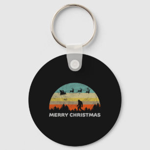 Leuke Retro Stijl Grote Voet Prettig Kerstmis Yeti Sleutelhanger