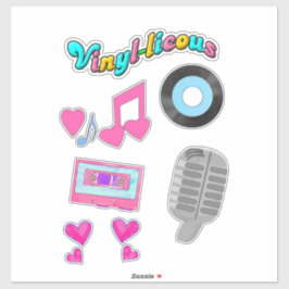 Leuke Retro Stijl Muziek Cartoon Leuk Ontwerp Set Sticker
