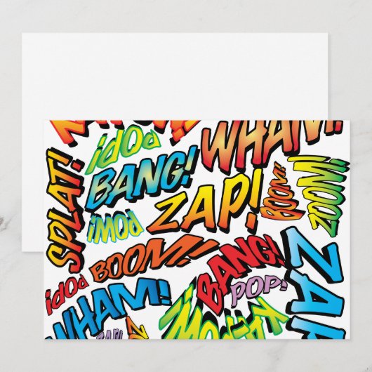 Leuke Retro Stripboek Pop Art Geluiden Kaart (Voorkant / Achterkant)