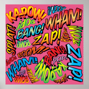 Leuke Retro Stripboek Pop Art Geluiden Poster