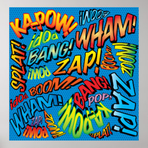 Leuke Retro Stripboek Pop Art Geluiden Poster