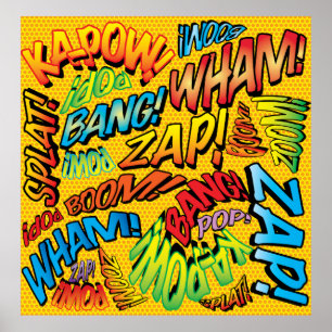 Leuke Retro Stripboek Pop Art Geluiden Poster