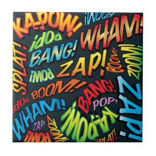Leuke Retro Stripboek Pop Art Geluiden Tegeltje