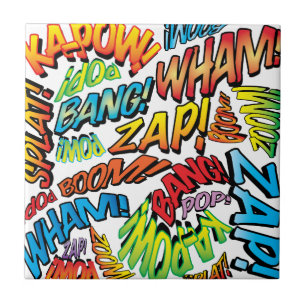 Leuke Retro Stripboek Pop Art Geluiden Tegeltje