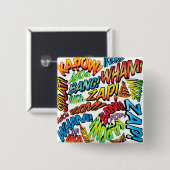 Leuke Retro Stripboek Pop Art Geluiden Vierkante Button 5,1 Cm (Voorkant /achterkant)