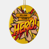 Leuke Retro Stripheld Foto Keramisch Ornament (Rechts)