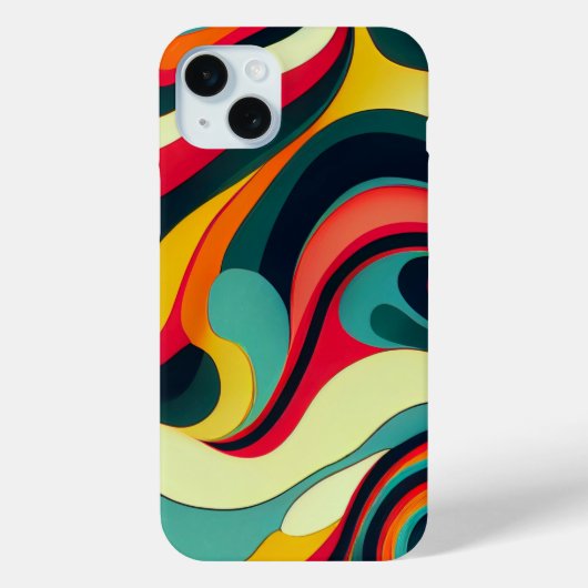 Leuke Retro Swirl iPhone 15 Plus Hoesje. Case-Mate iPhone Case (Achterkant)
