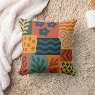Leuke Retro Tuin Collage Patroon Motief Kussen