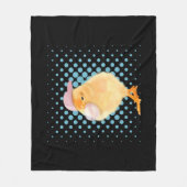 Leuke Retro Vibes Chick Blowing Bubblegum Zwart Fleece Deken (Voorkant)