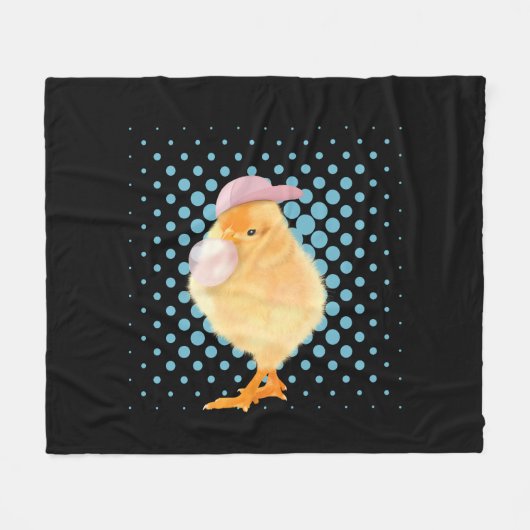 Leuke Retro Vibes Chick Blowing Bubblegum Zwart Fleece Deken (Voorkant (Horizontaal))