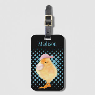 Leuke Retro Vibes Chick Blowing Roze Bubblegum Bagagelabel