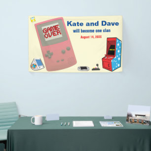 Leuke Retro Video Gamer 🎮 Trouwen Spandoek