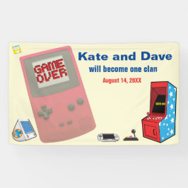 Leuke Retro Video Gamer 🎮 Trouwen Spandoek