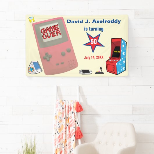 Leuke Retro Videospeler 🎮 50e Verjaardag Spandoek (Insitu)