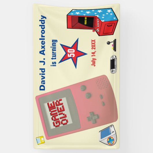 Leuke Retro Videospeler 🎮 50e Verjaardag Spandoek (Verticaal)