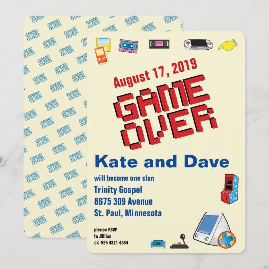 Leuke Retro Videospellen 🎮 Bruiloft Kaart (Voorkant / Achterkant)