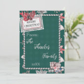 Leuke Retro Vintage Groene Kerstkaart (Staand voorkant)