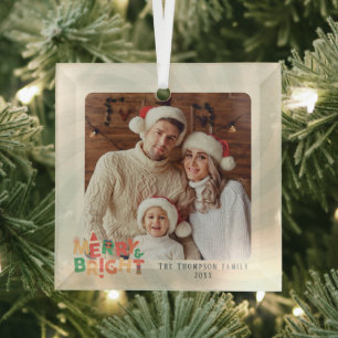 Leuke retro vrienden familie vakantie feest glas ornament