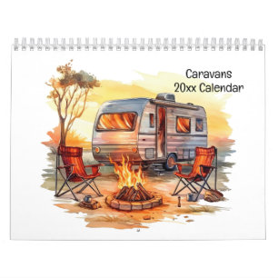 Leuke retro Waterverf stijl caravans Kalender