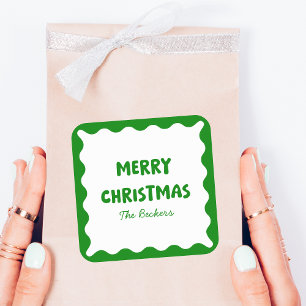 Leuke Retro Wavy Green Trendy Custom Chic Kerstmis Vierkante Sticker