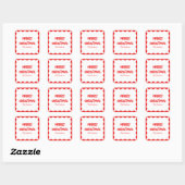 Leuke Retro Wavy Rood en Wit Custom Chic Kerstmis Vierkante Sticker (Vel)