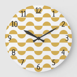 Leuke Retro Wavy Semi Circle Geel Grote Klok