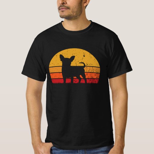 Leuke retro  zonsondergang Chihuahua T-shirt (Voorkant)