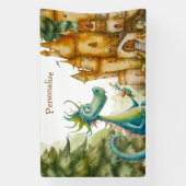 Leuke ridder drakenburcht verjaardagsfeestje Kinde Spandoek (Verticaal)