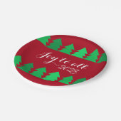 Leuke Rijen van Groene Kerstbomen Vreugde Aangepas Papieren Bordje (Gekanteld)