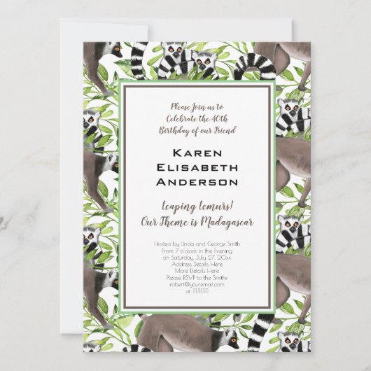 Leuke ringstaartmaki's Madagascar Oerwoud Party Kaart (Voorkant)