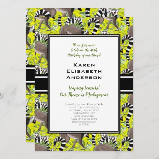 Leuke ringstaartmaki's Madagascar Oerwoud Party Kaart (Voorkant / Achterkant)