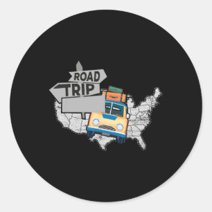 Leuke roadtrip voor familie roadtrip 2025 Shirt Fu Ronde Sticker