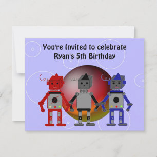 Leuke robots verjaardagsuitnodiging kaart