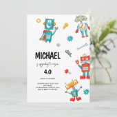 Leuke Robots Verjaardagsuitnodiging Kaart (Staand voorkant)