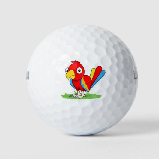 Leuke rode blauwe papegaai golfbal golfballen (Voorkant)