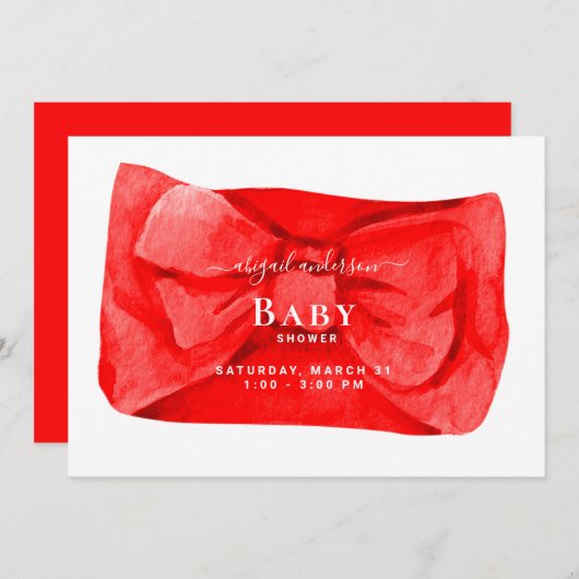 Leuke rode boog Baby shower uitnodiging (Voorkant / Achterkant)