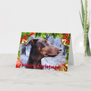 Leuke rode doberman Kerstkaart Feestdagen Kaart