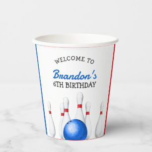 Leuke rode en blauwe Bowling Kids Verjaardag Papieren Bekers