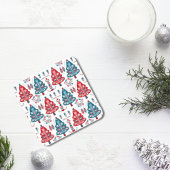 Leuke rode en blauwe kerstboom Nordic Pattern Bier Onderzetter