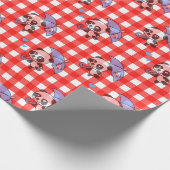 Leuke rode Gingham Check Cadeaupapier (Hoek)