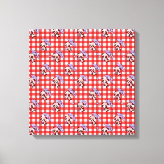 Leuke rode Gingham Check Canvas Afdruk (Voorkant)