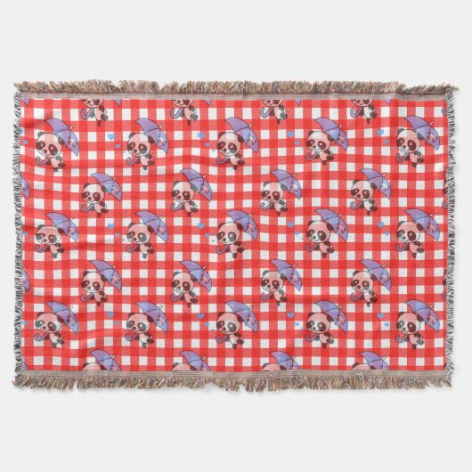 Leuke rode Gingham Check Deken (Voorkant)
