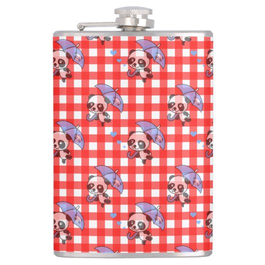 Leuke rode Gingham Check Heupfles (Voorkant)