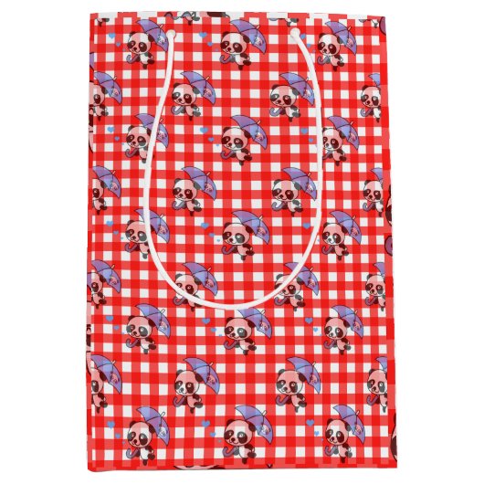 Leuke rode Gingham Check Medium Cadeauzakje (Voorkant)