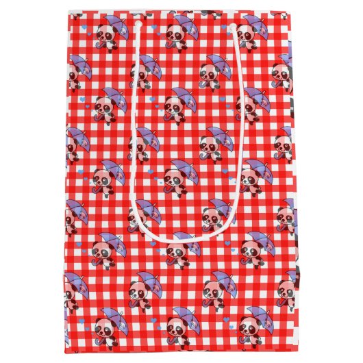 Leuke rode Gingham Check Medium Cadeauzakje (Achterkant)