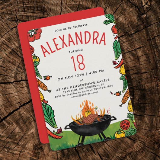 Leuke rode groene achtertuin grill steak veggie pi kaart