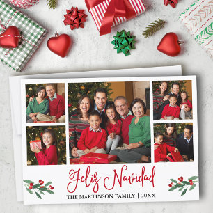 Leuke rode kalligrafie 5 Foto Feliz Navidad Feestdagenkaart