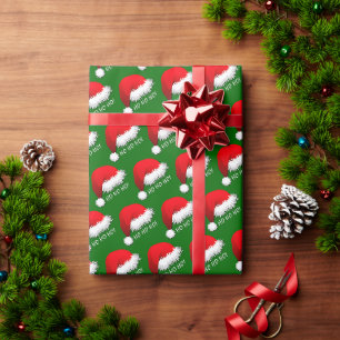 Leuke rode kerstmanhoed HOHOHO op groen Cadeaupapier