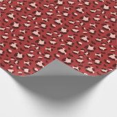 Leuke rode mix kerst luipaard print cadeaupapier (Hoek)
